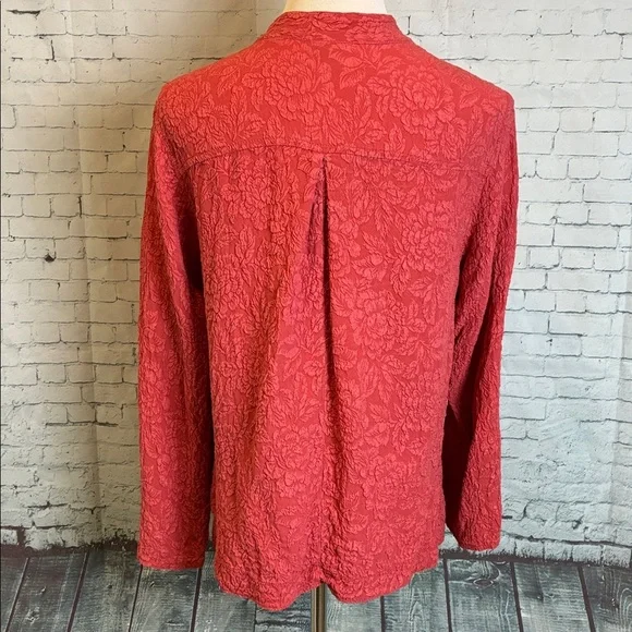 URU 100% Silk Textured Floral Top Lagenlook One Size Lagenlook USA-Made Workwear